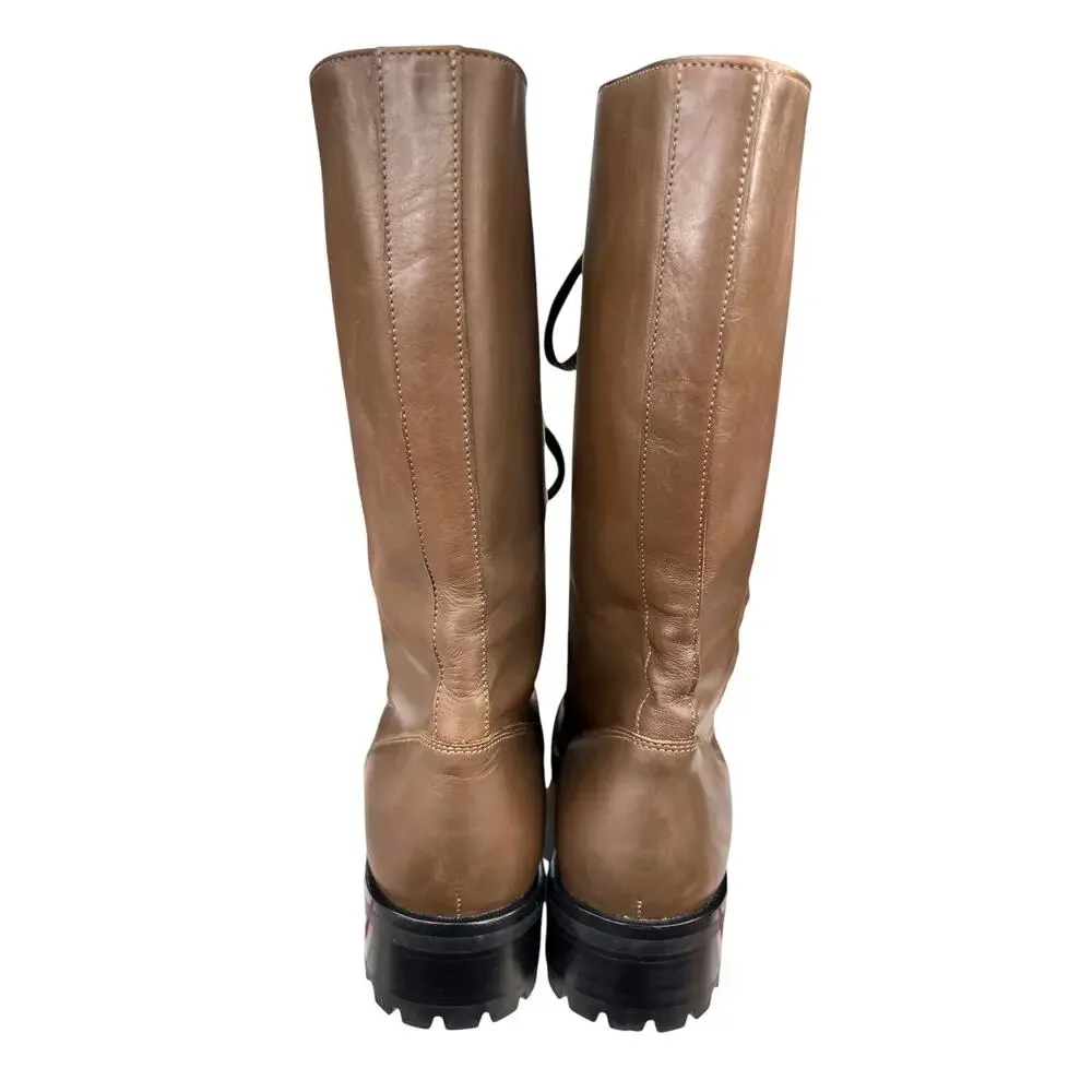 Barney’s New York Women’s Soft Brown Leather Moto Boot Size 38 US 8